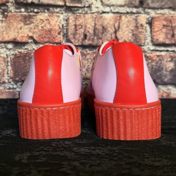 Pink and Red Platform Shoes with Cartoon Design - Picture 6 of 12